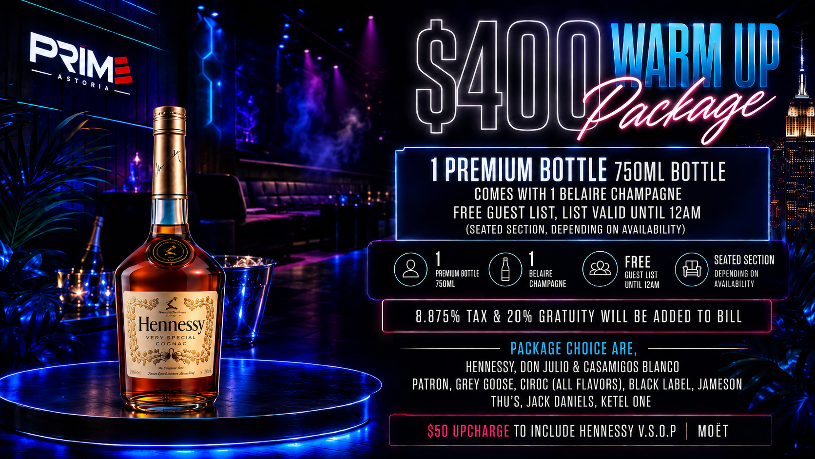 $400 Warm Up Package